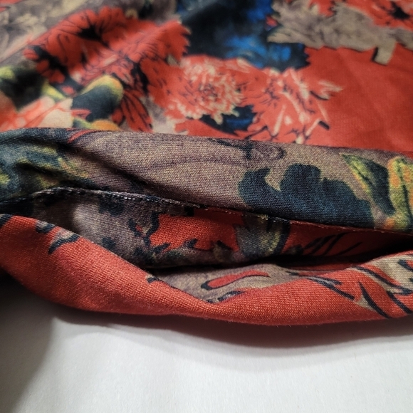 Emory Rose Orange Floral Button Down Long Sleeve Shirt Dress With Pockets Large - Picture 4 of 9